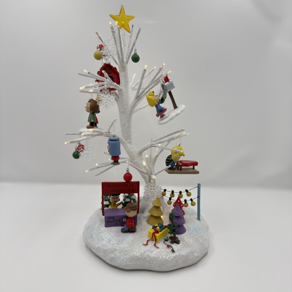 Bradford Exchange Peanuts Christmas Illuminated Tabletop Tree With Box COA
